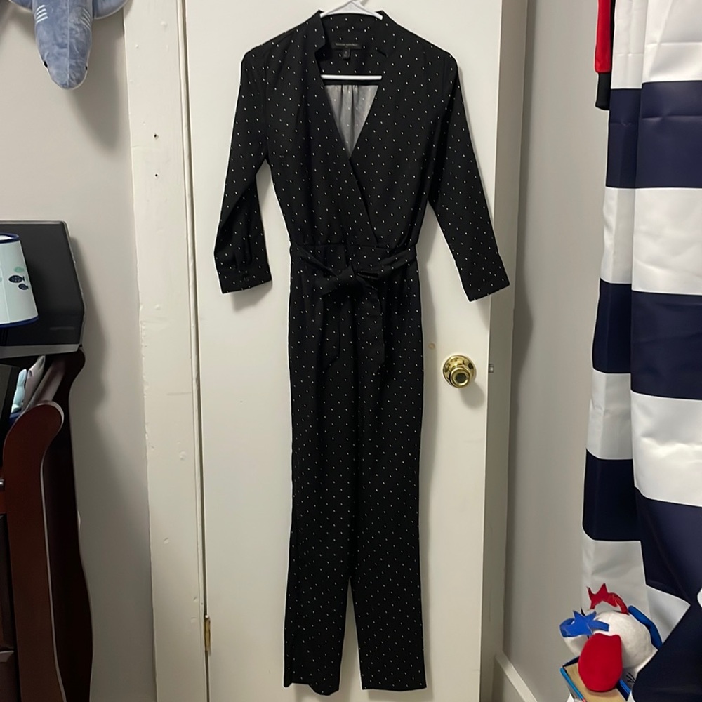 BANANA REPUBLIC Women’s Black and White Polka Dot Jumpsuit, Size 0 XS/S